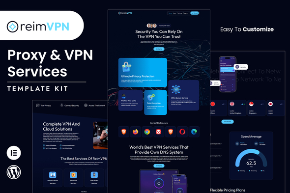 Reimvpn - Proxy & VPN Services Elementor Template Kit